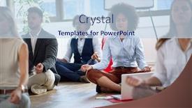  Presentation with employees - Beautiful slide deck featuring office-employees-taking-a-break backdrop and a sky blue colored foreground