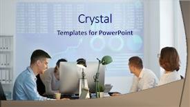  Presentation with forex - Audience pleasing slide deck consisting of office employees watching presentation backdrop and a sky blue colored foreground