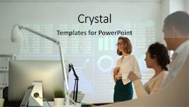  Presentation with forex - Beautiful presentation theme featuring office employees watching presentation backdrop and a light gray colored foreground