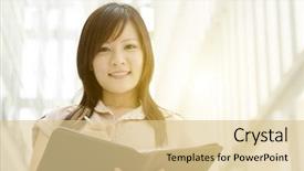  Presentation with file folder - Amazing presentation theme having office environment natural golden sun backdrop and a lemonade colored foreground