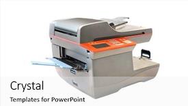  Presentation with machine - Colorful slide deck enhanced with words on blue road sign backdrop and a light gray colored foreground.