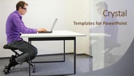  Presentation with posture - PPT theme consisting of office ergonomics - bad sitting posture at workstation background and a sky blue colored foreground
