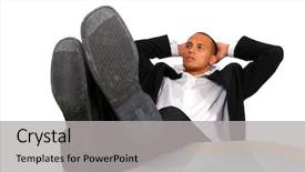  Presentation with flower office desk table - Theme consisting of office feet on table background and a  colored foreground