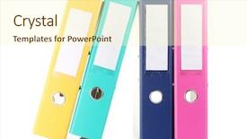  Presentation with archive - PPT theme with office folders isolated on white background and a cream colored foreground