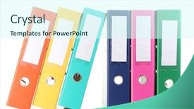  Presentation with office - Beautiful PPT theme featuring office folders isolated on white backdrop and a cool aqua colored foreground