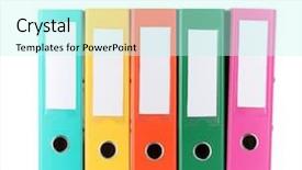  Presentation with data - Slide set with office folders isolated on white background and a cool aqua colored foreground