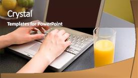  Presentation with black female - Colorful presentation theme enhanced with office food - computer in the kitchen backdrop and a wine colored foreground