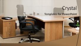  Presentation with director - Slides consisting of office furniture - armchair of director background and a soft green colored foreground