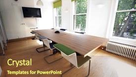  Presentation with radio and television awards - Presentation design having office furniture - empty conference room with television background and a tawny brown colored foreground