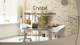  Presentation with workplace - Beautiful slide deck featuring office furniture - interior of modern room backdrop and a lemonade colored foreground