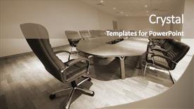  Presentation with office room - Theme with office furniture - large table and chairs background and a coral colored foreground