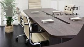  Presentation with office room - PPT layouts enhanced with office furniture - large table and chairs background and a light gray colored foreground