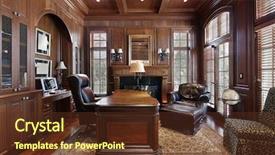 Presentation with home office - Slide deck enhanced with office furniture - library in luxury home background and a tawny brown colored foreground