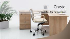  Presentation with palm - Colorful theme enhanced with office furniture - wood desk and palm backdrop and a white colored foreground