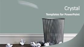  Presentation with garbage - Cool new theme with writing paper - office garbage near metal basket backdrop and a gray colored foreground