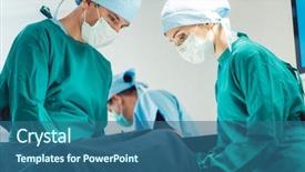  Presentation with moving patient to hospital bed - Amazing theme having office germany - doctors and surgeons operating patient backdrop and a ocean colored foreground