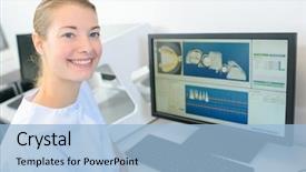  Presentation with dentist - Presentation design with dental insurance - dentist embracing modern technology background and a light blue colored foreground