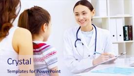  Presentation with hospital - PPT layouts with kids doctors - little girl and young doctor background and a sky blue colored foreground