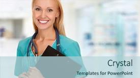  Presentation with medical - Beautiful presentation theme featuring nursing administration - medical doctor woman backdrop and a light blue colored foreground