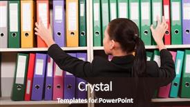  Presentation with front office - Slides having office holiday - business woman in front background and a wine colored foreground