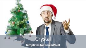  Presentation with white christmas - Slide set featuring office holiday - businessman with christmas tree background and a  colored foreground