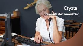  Presentation with hospitality hotel reception female receptionist - Amazing slide deck having office holiday - hotel receptionist using computer backdrop and a  colored foreground