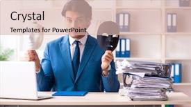  Presentation with espionage - PPT theme enhanced with office in industrial espionage background and a lemonade colored foreground