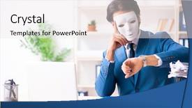  Presentation with industrial espionage - Colorful slide deck enhanced with office in industrial espionage backdrop and a white colored foreground