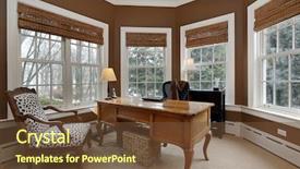  Presentation with home office - Colorful slide set enhanced with office in luxury home surrounded backdrop and a tawny brown colored foreground