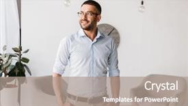  Presentation with director - Amazing slide deck having office interior and looking backdrop and a  colored foreground