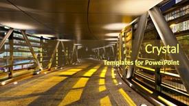  Presentation with modern building - PPT theme enhanced with office interior design - modern corridor in building background and a tawny brown colored foreground