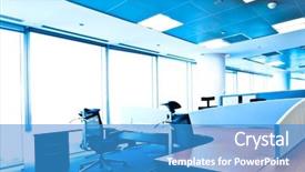 Presentation with free - Cool new PPT layouts with office interior free of people backdrop and a teal colored foreground