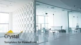  Presentation with interior - Presentation design consisting of office interior background and a light blue colored foreground
