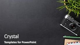  Presentation with flower office desk table - Presentation design featuring black vintage - office leather desk table background and a dark gray colored foreground