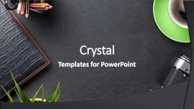  Presentation with flower office desk table - Slide deck enhanced with office leather desk table background and a dark gray colored foreground