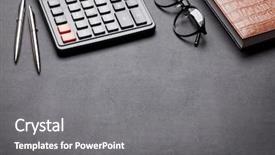  Presentation with digital pen - Presentation theme featuring leather desk table with calculator background and a gray colored foreground