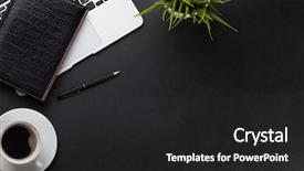  Presentation with flower office desk table - Audience pleasing slide deck consisting of coffee cup notepad and plant backdrop and a dark gray colored foreground