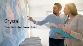  Presentation with world map doctors - PPT layouts having office looking at world background and a light blue colored foreground