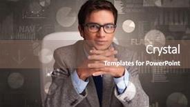  Presentation with monthly report sales in statistics - Slide set consisting of office making report and statistics background and a coral colored foreground