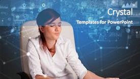  Presentation with report - Slide deck enhanced with office making report and statistics background and a teal colored foreground