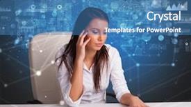  Presentation with monthly report sales in statistics - Presentation theme having office making report and statistics background and a teal colored foreground