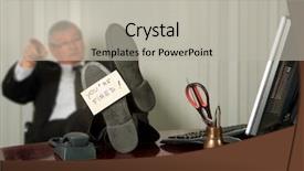  Presentation with employee - PPT theme with office manager firing an employee background and a light gray colored foreground