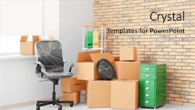  Presentation with office room - Colorful theme enhanced with office move concept carton boxes backdrop and a lemonade colored foreground