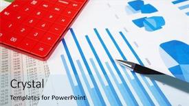  Presentation with financial accounting - Audience pleasing presentation theme consisting of objects accounting and financial service backdrop and a light blue colored foreground