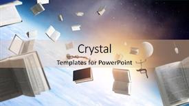  Presentation with science stars and galaxy space - Cool new slide set with office objects flying in space backdrop and a coral colored foreground