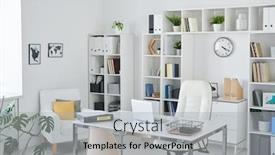  Presentation with business office desk - Colorful presentation theme enhanced with office-of-business-person backdrop and a light gray colored foreground