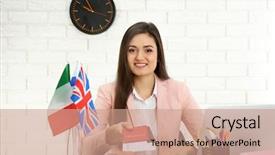  Presentation with company - Theme with office of travel company background and a coral colored foreground