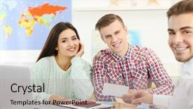  Presentation with tour - Beautiful PPT layouts featuring office of travel company backdrop and a  colored foreground