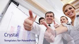  Presentation with board meeting - Slide deck consisting of office on a table board background and a  colored foreground