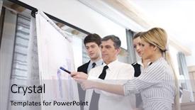  Presentation with board meeting - PPT theme consisting of office on a table board background and a  colored foreground